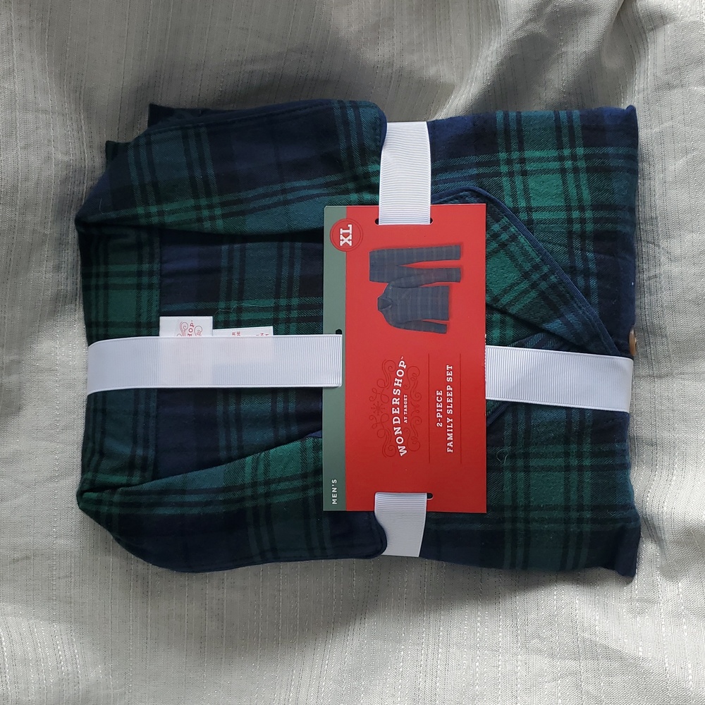 Men's Wondershop 2 Piece Pajama Set Blue And Green Plaid
